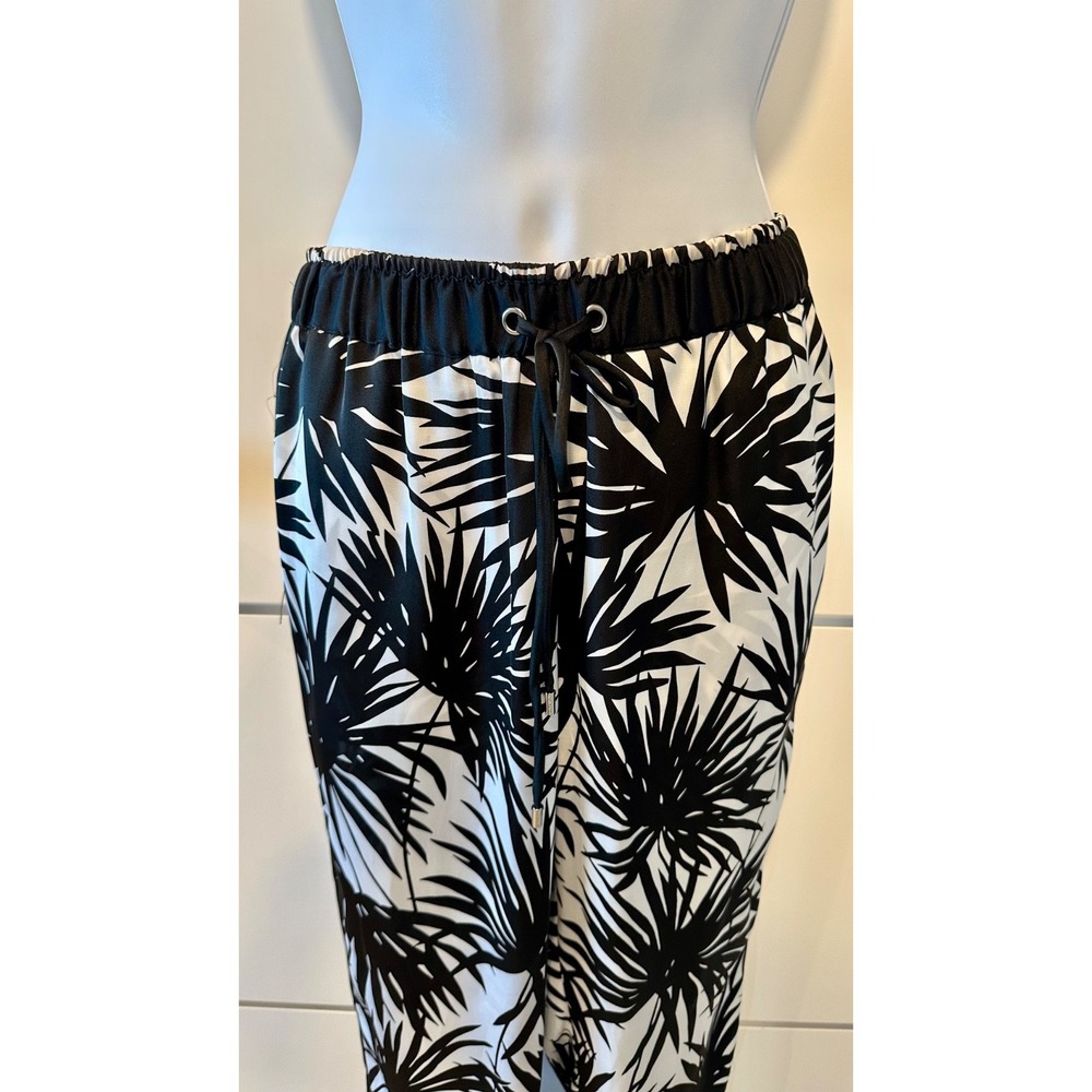 Michael Kors Pants Womens Size 4 Black White Tropical Jogger Drawstring - Picture 5 of 11